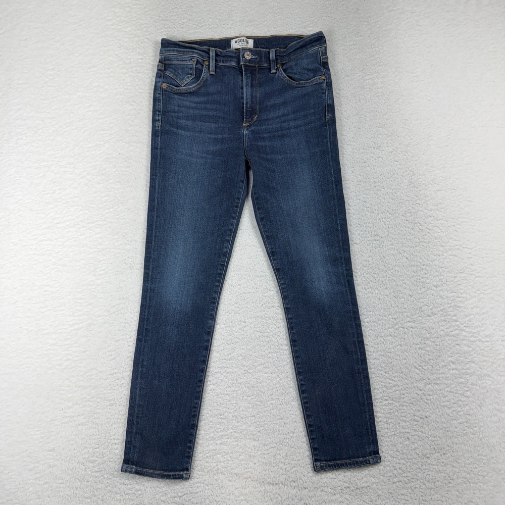 Agolde Premium Womens Mid Rise Med Wash Skinny Jeans Blue Size 27 (26.5x24)